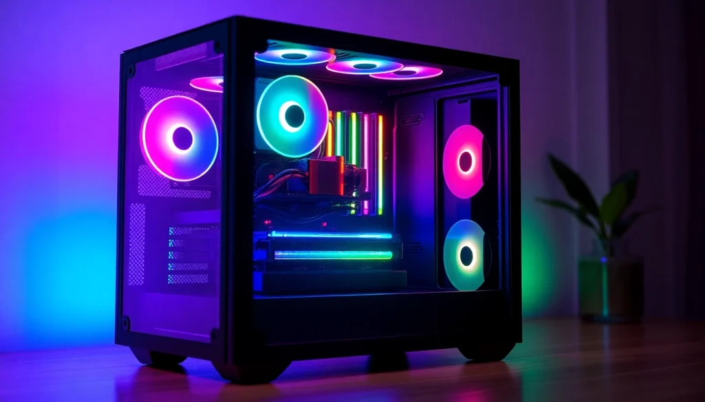 View a premium PC CASE Manufacturer's innovative design featuring RGB lighting and glass panel.