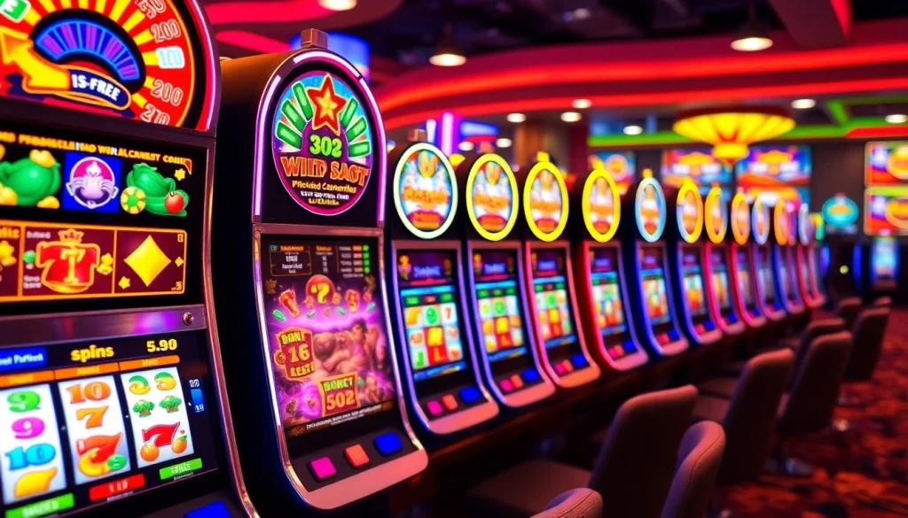 Win free spins on dynamic slot machines filled with colorful graphics and exciting symbols.