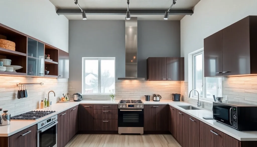 Showcase of affordable kitchen appliances, highlighting modern design and functionality in a well-lit kitchen.