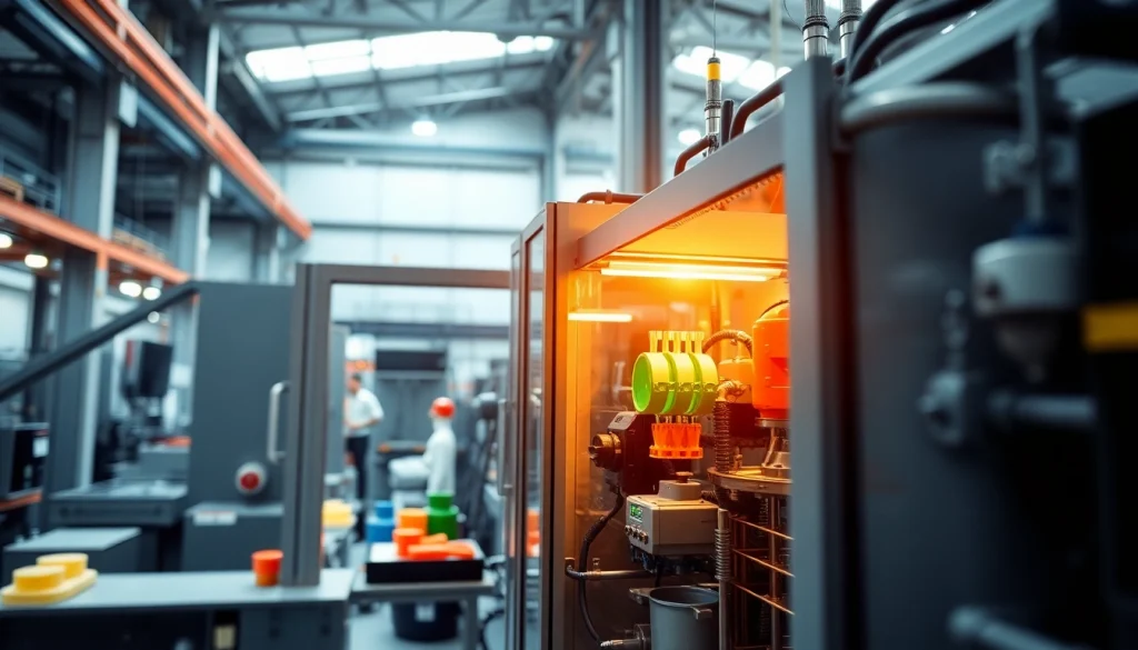 Blow Molding Machine Manufacturer showcases advanced technology with a technician expertly managing the blow molding process.