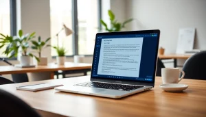 Utilize the ai checker tool on a modern laptop in a professional workspace.