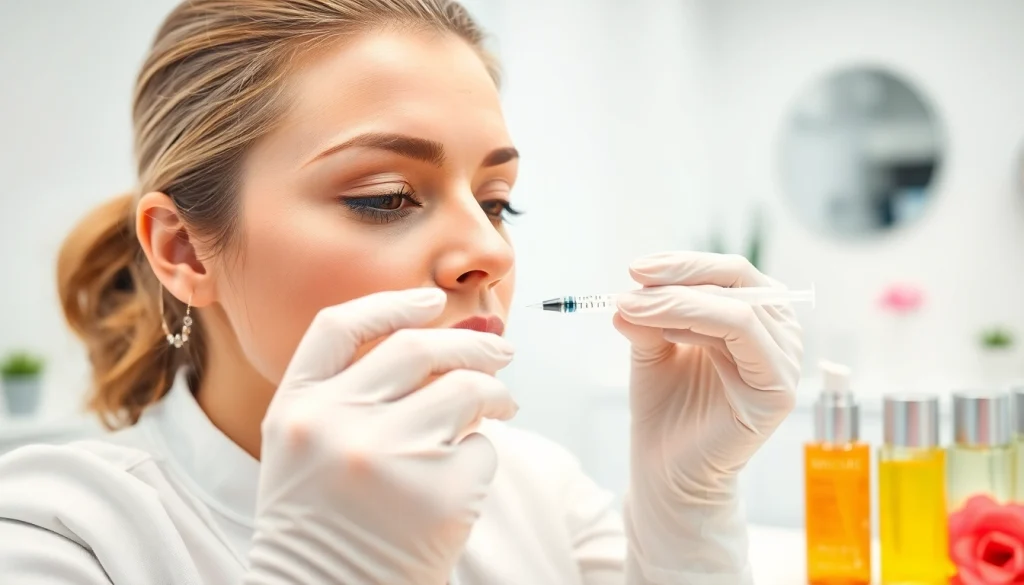 Administering the Fett-weg Spritze for targeted fat reduction at a cosmetic clinic.