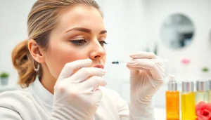 Administering the Fett-weg Spritze for targeted fat reduction at a cosmetic clinic.
