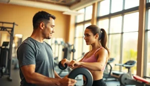 Weight Loss Personal Trainer Jersey City coaching a client in an energetic gym environment.