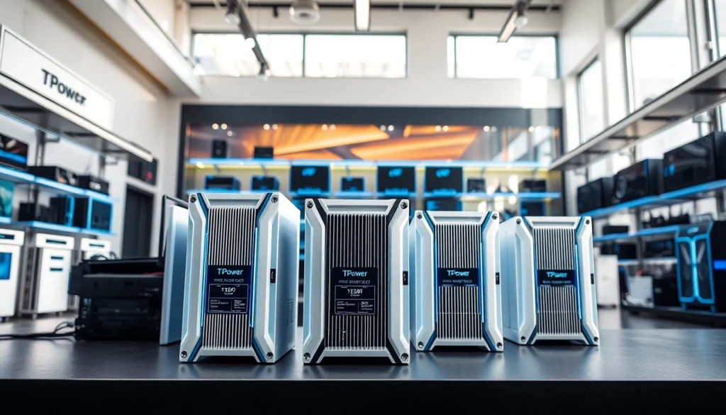 Showcase of TPower electric power supply units in a modern retail environment.