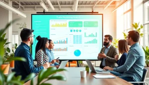 Effective trade marketing strategies discussed by a diverse team in a bright office setting.