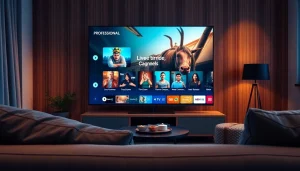 Experience the benefits of a free trial IPTV subscription on a modern TV setup.