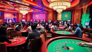 Engaging scene of a vibrant singapore casino online experience with diverse players enjoying games.