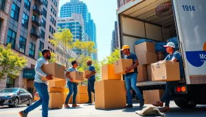 Best movers nyc team efficiently loading a truck in vibrant New York City.