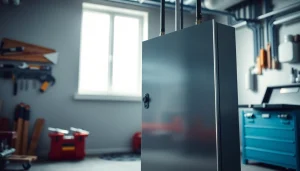 Inspect the electrical panel in a modern installation illustrating its importance for home power.