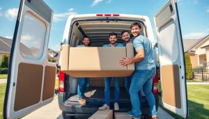 Man and van moving team efficiently handling furniture during a relocation.
