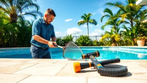 Efficient swimming pool service Pinellas County maintaining a beautiful residential pool.