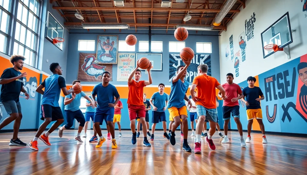 Train hard at Takeover Basketball Academy with young athletes in action during a vibrant practice session.