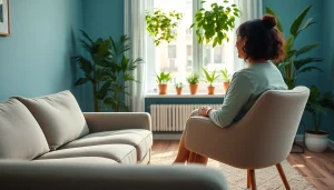 Engaged session on healing trauma, showcasing warmth and empathy in a therapist's office.