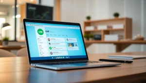 Download line電腦版下載 on a sleek laptop with a clear display, enhancing communication productivity.