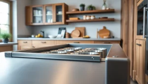 View a modern Metal Drawer System featuring organized interiors and smooth ball-bearing slides in a stylish kitchen.