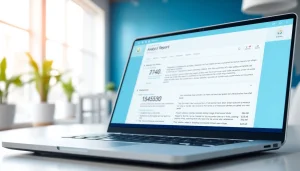 Analyze text with an advanced AI checker in a modern office setting.