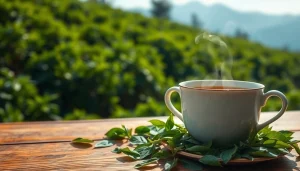 Enjoying a warm cup of Nepali tea surrounded by nature's beauty in the Himalayas.