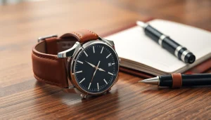 Showcasing a 20mm leather watch strap on an elegant wristwatch with intricate details.