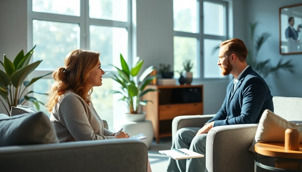 Engaging counselling session illustrating a therapist helping a client with emotional issues.