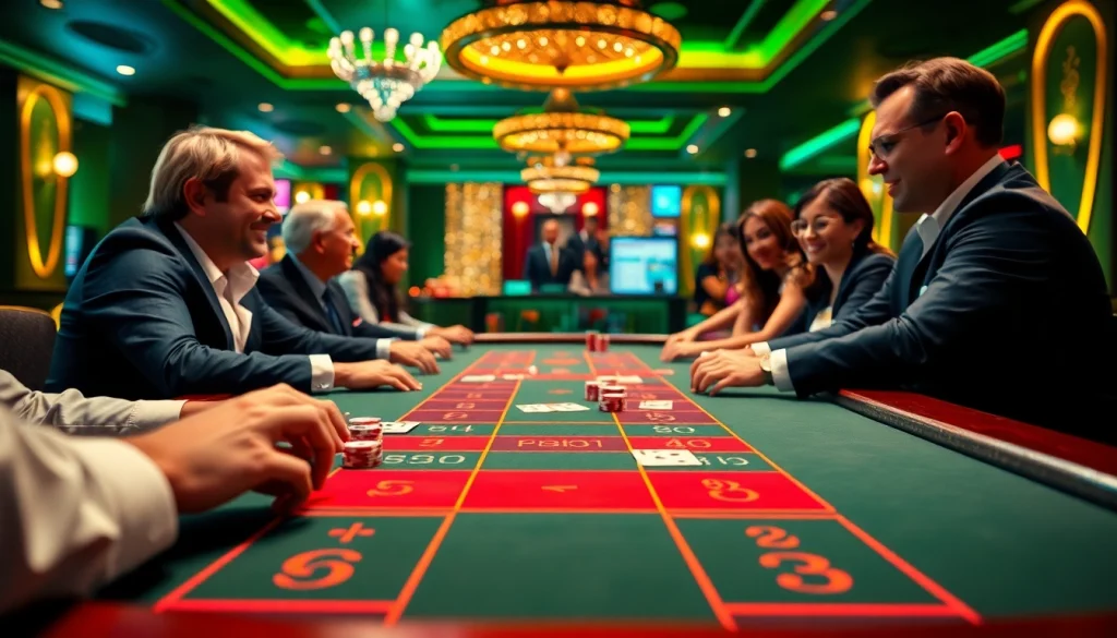 Engaging players at TPower casino enjoying a Baccarat game with vibrant atmosphere.