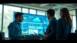 Optimaliseer uw cloud migratieproces met een gemotiveerd IT-team in een moderne kantooromgeving.