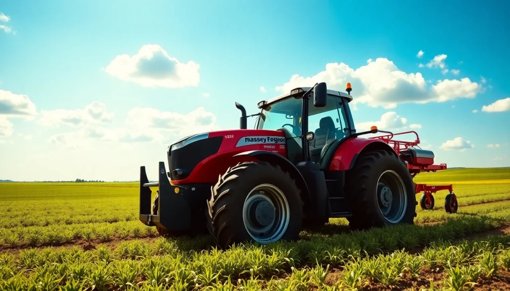 Massey Ferguson Traktor auf einem Feld mit fruchtbarem Boden analysiert die Landwirtschaft.