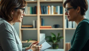 Therapist guiding a client through emotional challenges as an attachment theory specialist.