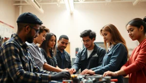 Students actively learning in trade schools in Southern California, showcasing hands-on training.