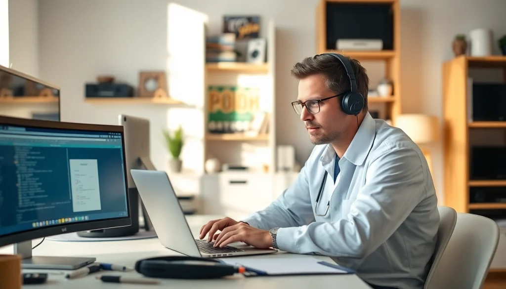 Get professional computer help near me with a focused technician fixing a laptop.