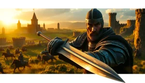 Engage in epic battles with Warlords 2 download, featuring a fierce knight ready for combat.
