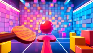 Engaging action in block breaker de google as a paddle bounces a ball to destroy colorful blocks.