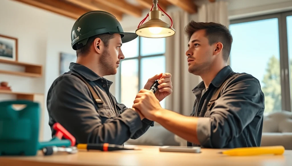 Electrician Clearwater installing lighting fixture with precision and care.