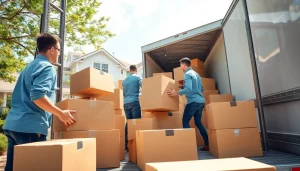 Efficient team representing best moving company Toronto actively loading a moving truck.