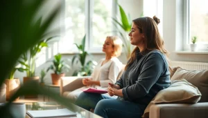 Guided session for dealing with anxiety featuring a therapist and patient in a calming office.