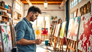 Engaging art lessons in an inviting studio with bright colors and creative atmosphere.