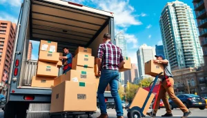 Movers in Toronto loading boxes into a truck, demonstrating teamwork and professionalism.
