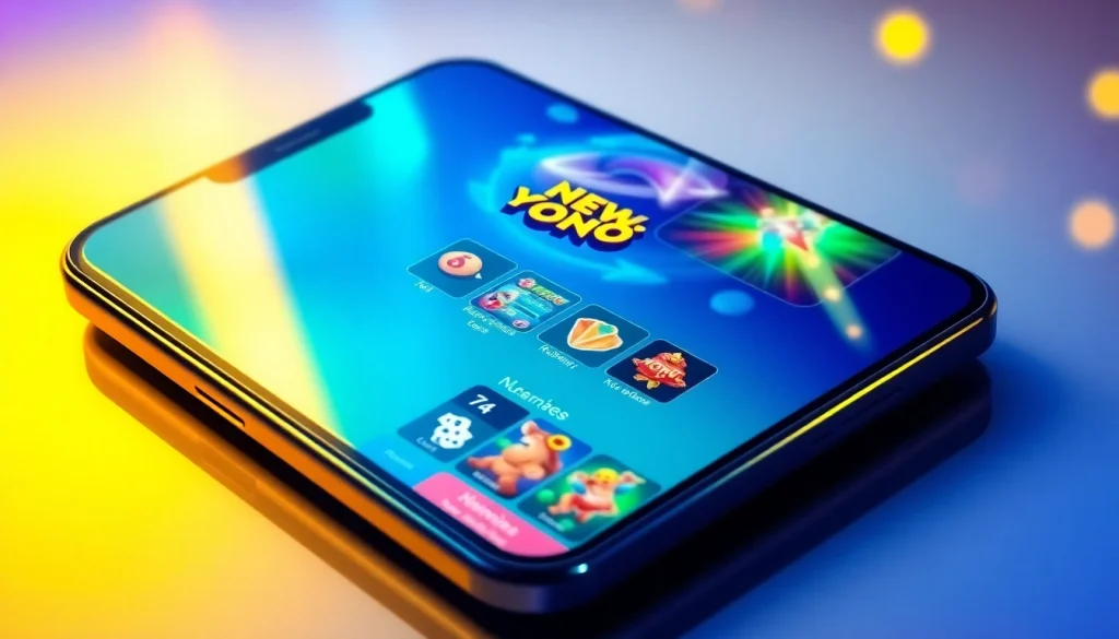 Discover thrilling games with the NEW YONO APP showcasing a bright and user-friendly design on a smartphone.