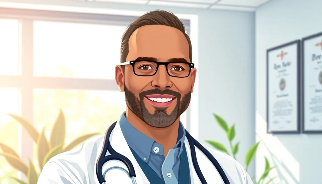 Dr. Ryon Parker MD smiling confidently in his medical office, embodying professionalism.