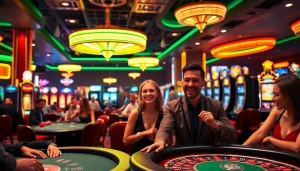 Découvrez des jeux de casino sur un sol de jeux vibrant avec des joueurs engagés.