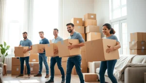 Help your relocation with Cheap movers efficiently packing items in a bright home.