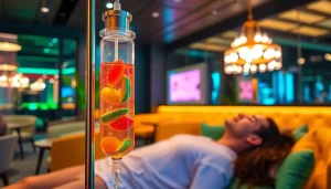Experience rejuvenating iv drip vegas therapy in a stylish lounge environment.