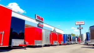 Browse quality trailers for sale in Massachusetts within a vibrant dealership setting.